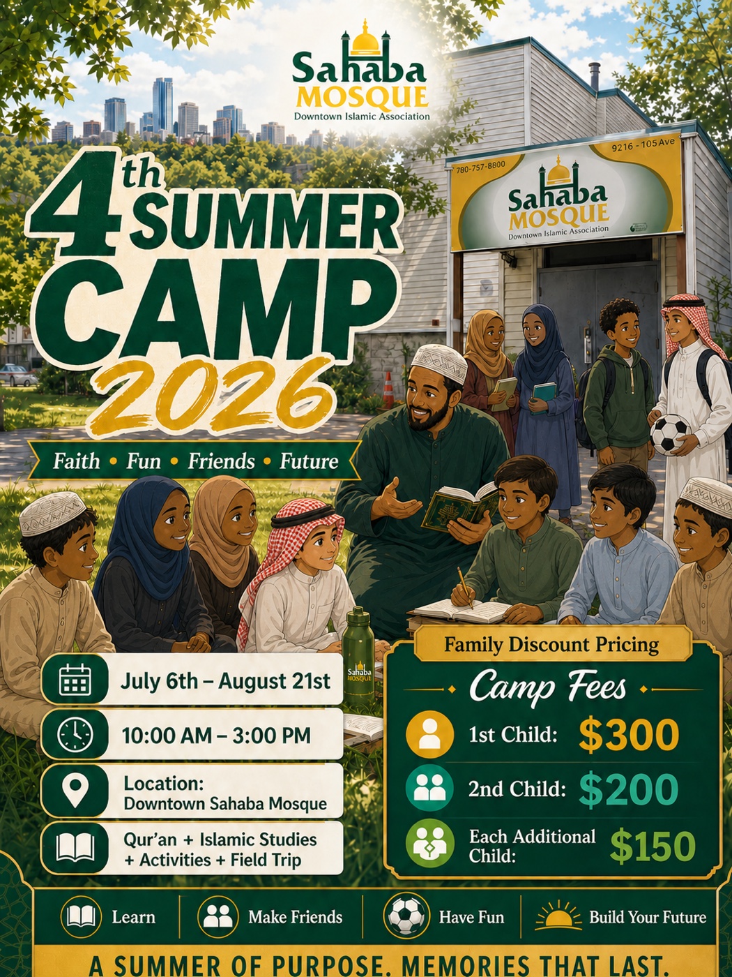 Downtown Sahaba Mosque Summer Camp poster